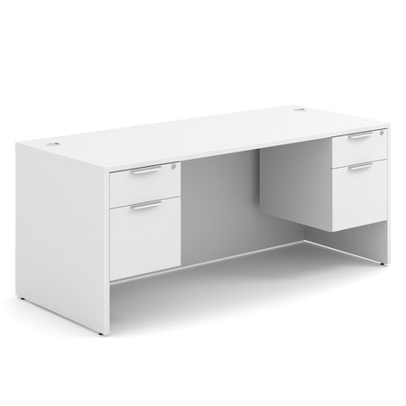 OFFICESOURCE OS Laminate Collection Double 3/4 Pedestal Desk - 71'' x 30'' DBLHDPL105WH